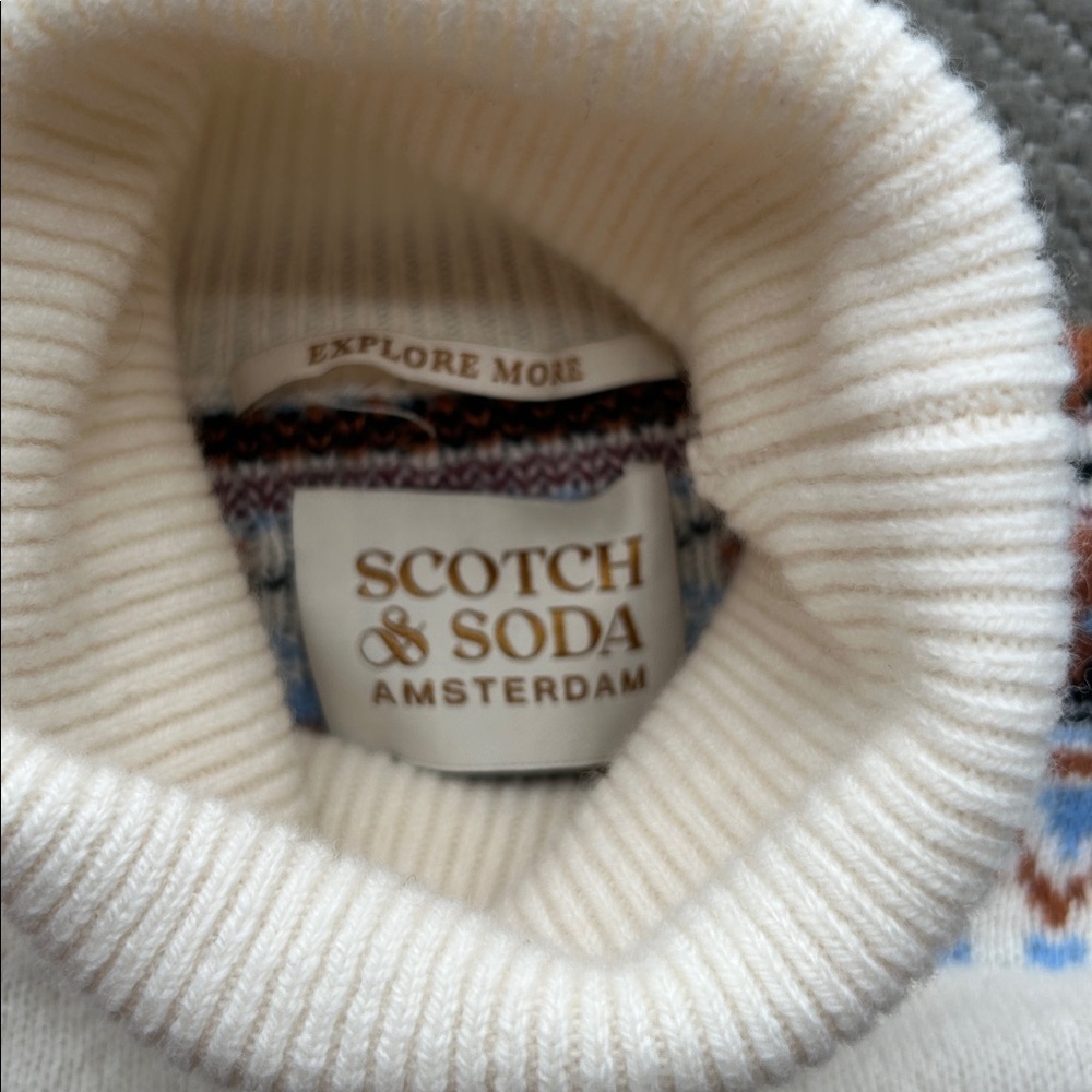 Scotch Soda Sweater Womens Extra Small Fair Isle Pullover Wool Knit Preppy Pink - Picture 2 of 12
